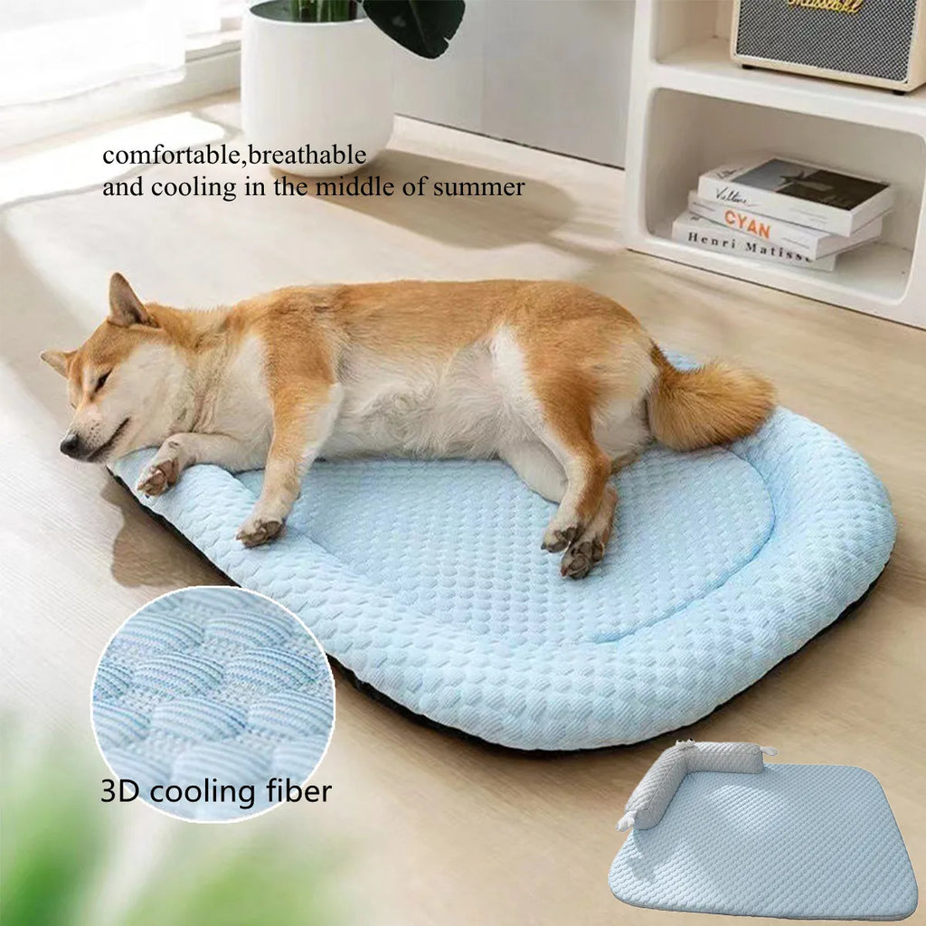 Dog Cooling Bed Mat Big Eyed Monster Cartoon Breathable Soft Ice Silk Sleeping Pad for Cat Moistureproof Cushion Matress Nonslip