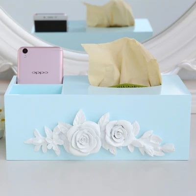 Living Room Multifunctional Wooden Tissue Storage Box,Household Tea Table, Remote Control Rack