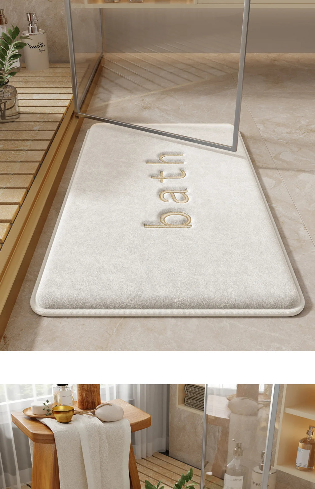 Bath Mats Simple Solid Color Super Soft Rebound Water Absorbent Quick Drying Foot Mat Bathroom Rug Shower Room Doormat