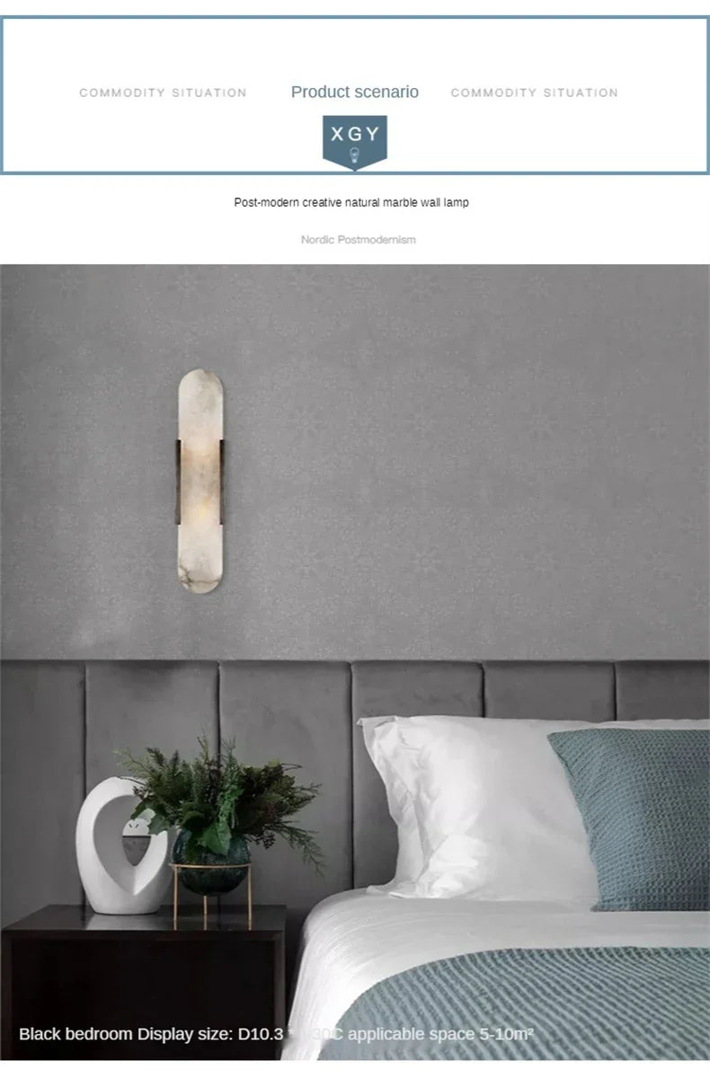 Modern Nordic High-End Marble Bedroom Bedside Lamps Living Room Wall Lighting Elegant Room Decor Marble Interior Wall Led Lights