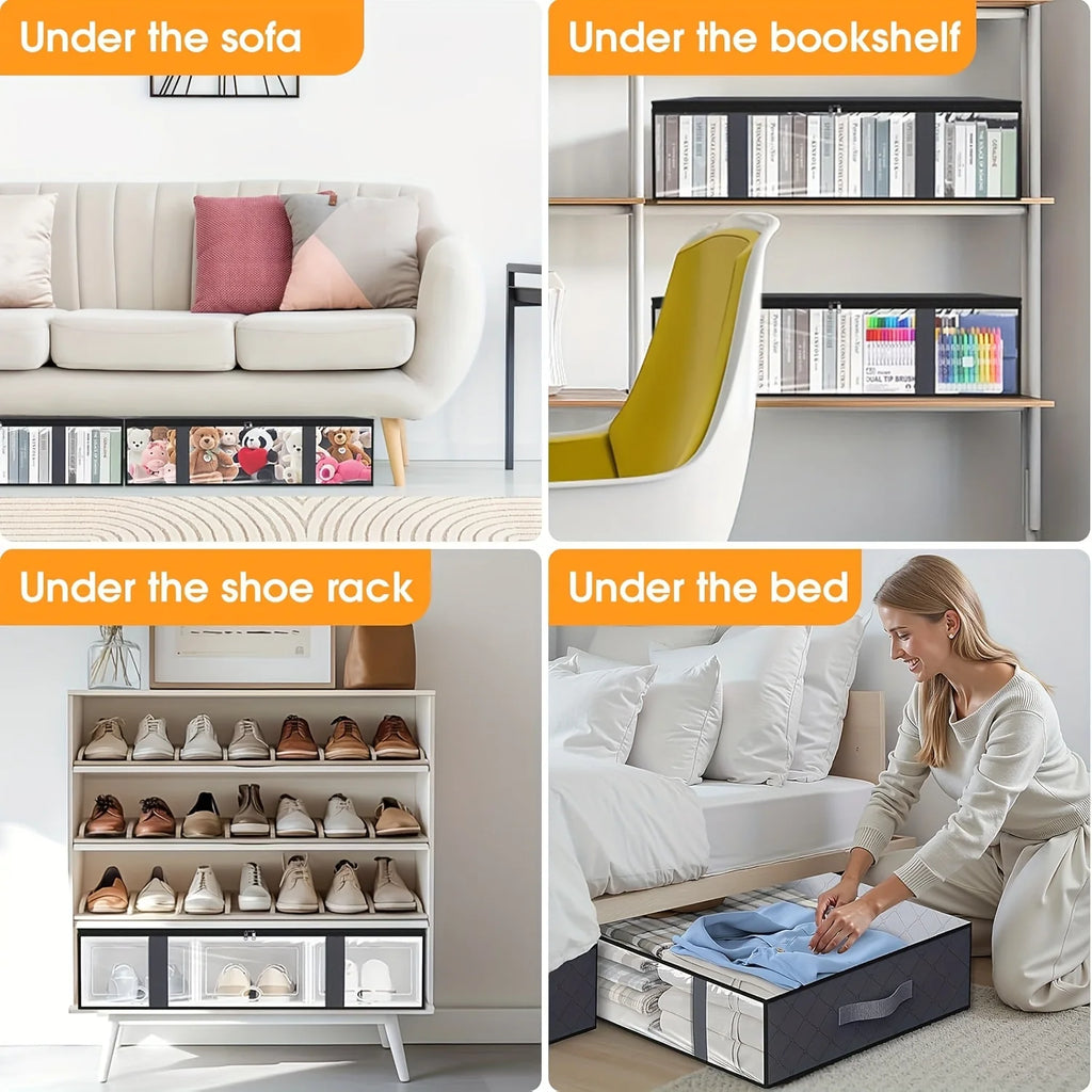 4 Pack Under Bed Storage Containers Blanket Storage Bag Shoe Storage and Organization Space-Saving Bedding Organizer for Bedroom
