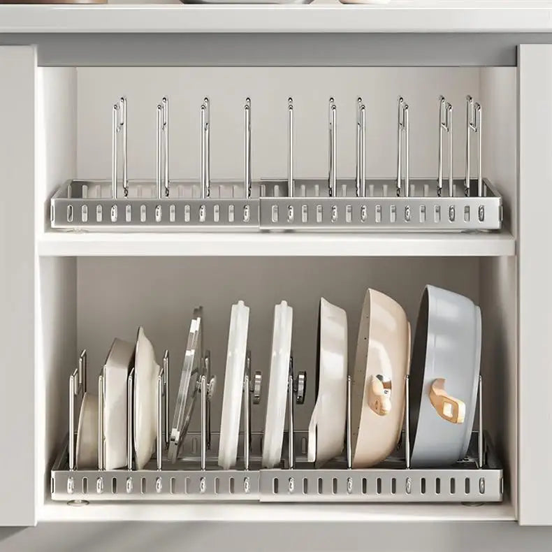 Kitchen Pot Lid Rack Countertop Organizer Cookware Storage
