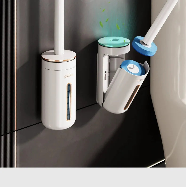 Disposable Toilet Brush Household Bathroom Wall Mounted No Dead Corners Cleaning Specialized Descaling Tool Scrubber Bowl White