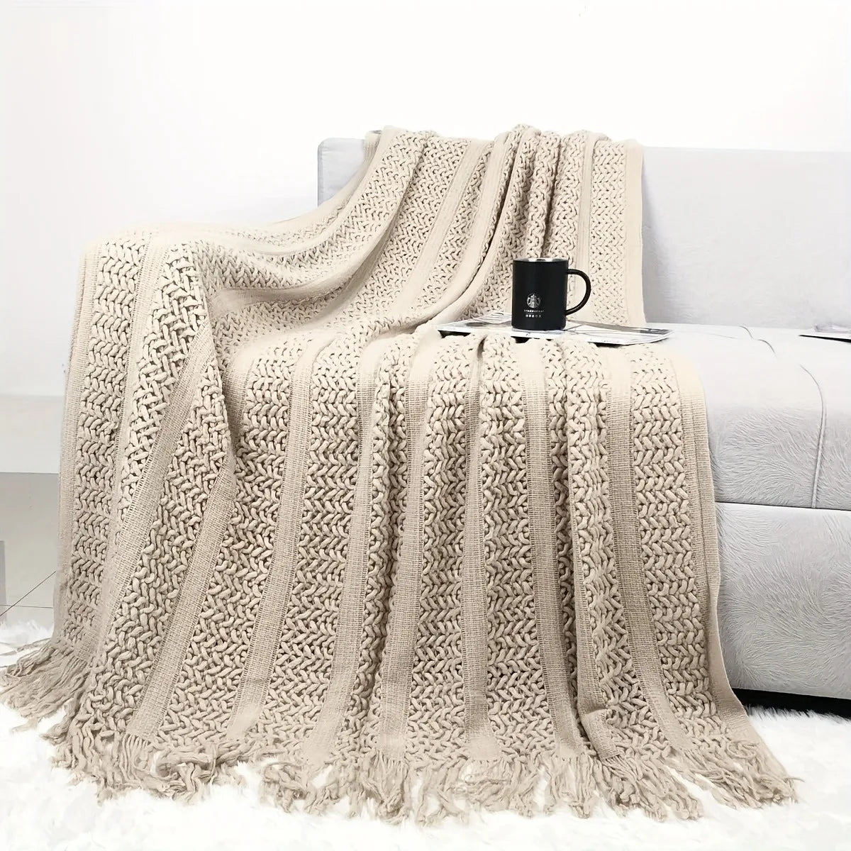 Nordic Style Soft And Comfortable Air-Conditioning Blanket Sofa Blanket Bed End Single for Hotel Homestay Living Room Bedroom