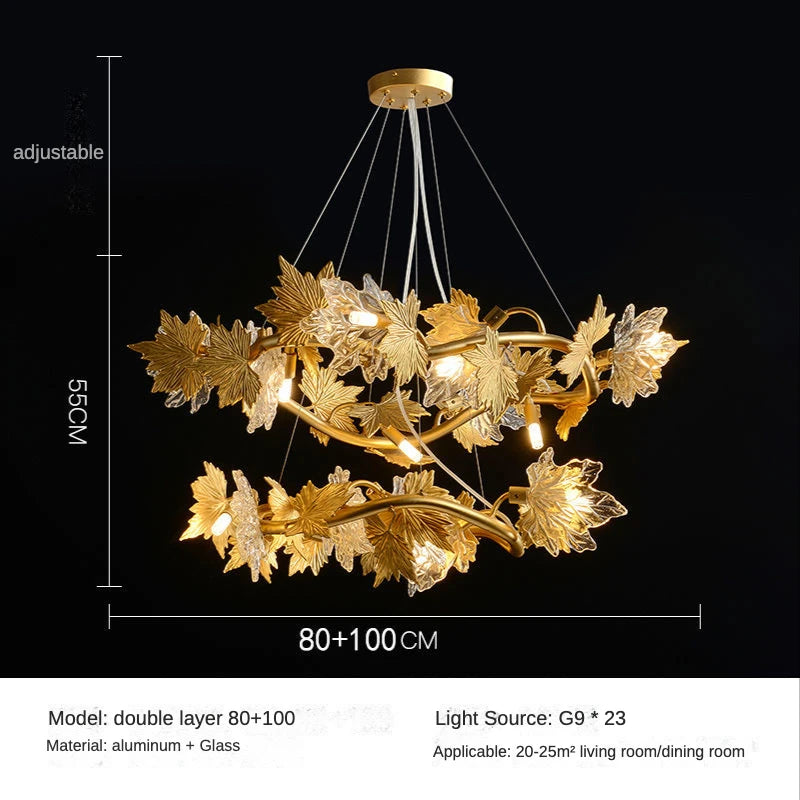 Modern Living Room Maple Leaf Crystal Chandelier Atmosphere High-end Designer Living Room Dining Room Bedroom Light