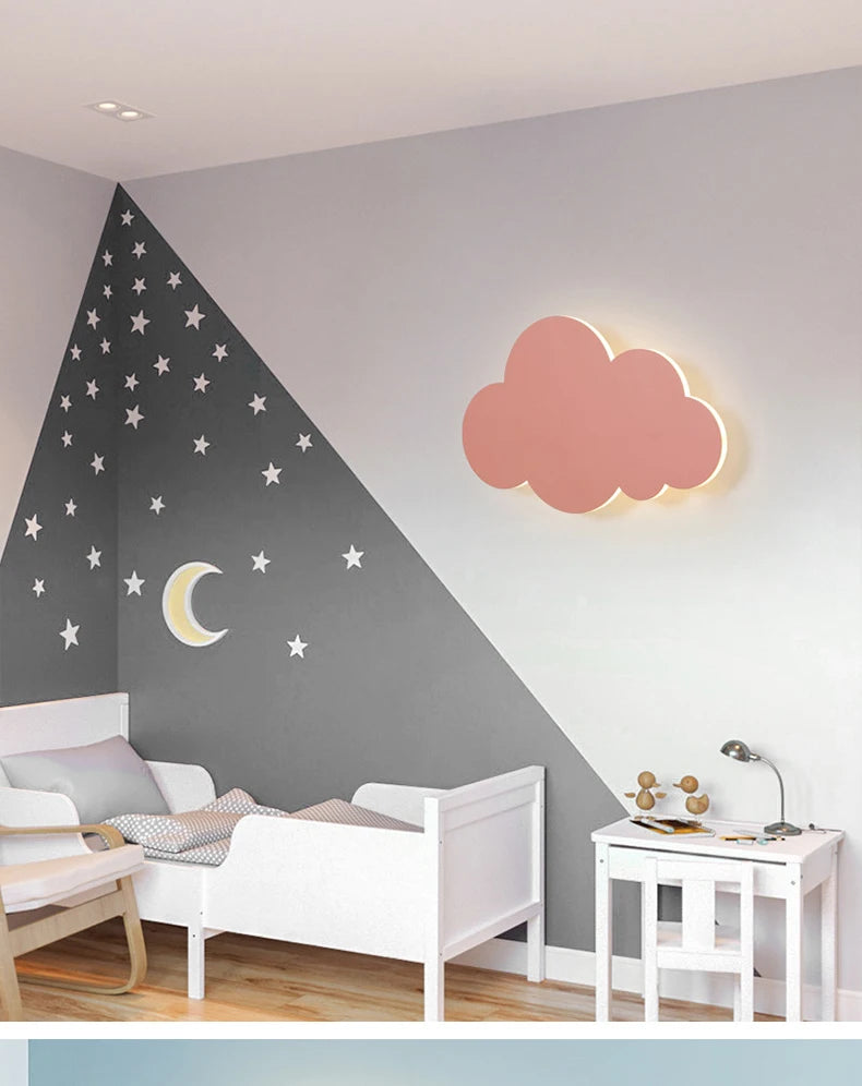 New Baby Room Cloud Wall Lamp Bedroom Bed Living Dining Room Attic Creative Warm Decoration Dimmable Wall Light