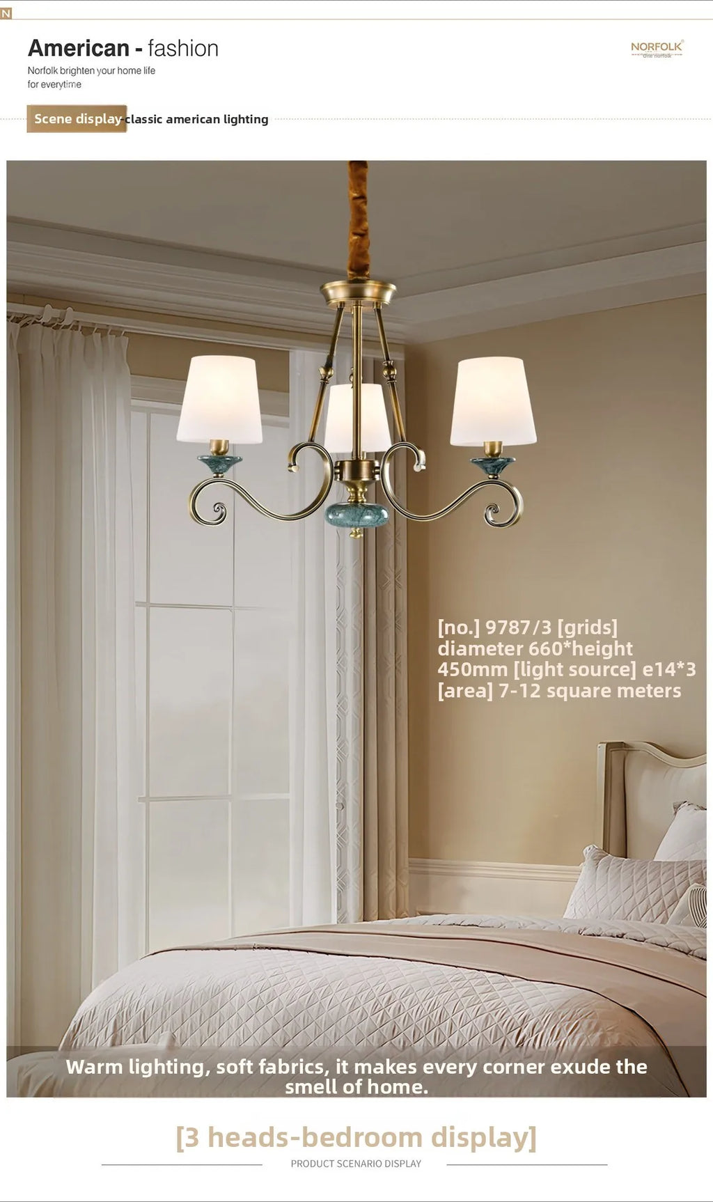 American Simple Country Living Room Bedroom Lighting Simple Pastoral Villa Hall Dining Room Light Marble All Copper Chandelier
