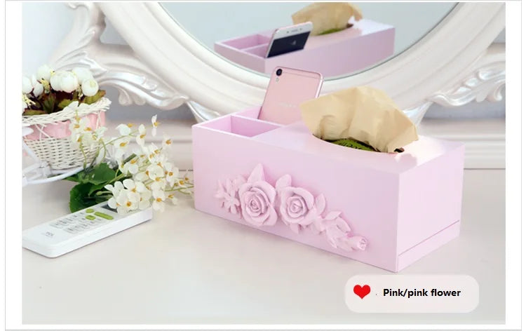 Living Room Multifunctional Wooden Tissue Storage Box,Household Tea Table, Remote Control Rack