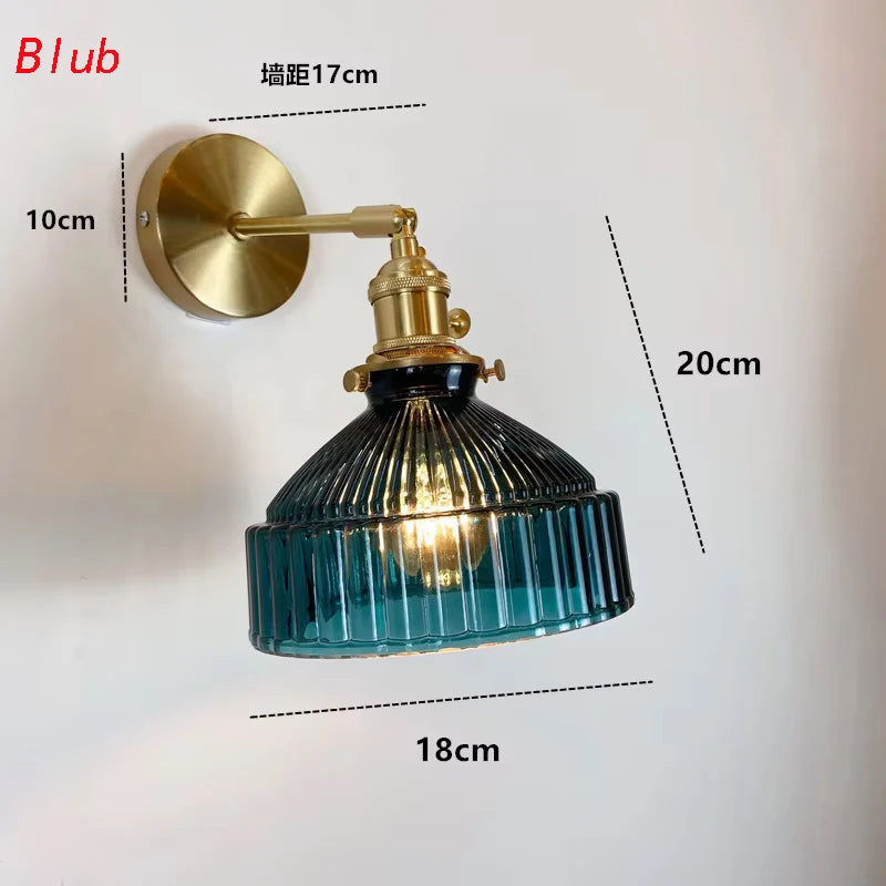 Lighting for Living Room  Wall Decor Nordic Personality Green Glass Art Clear Fresh Air Aisle Mirror Headlight Bedroom Headlamp
