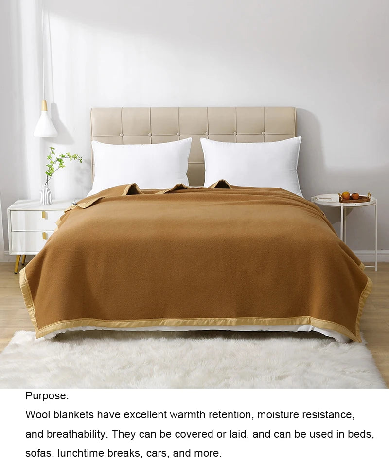 100% Wool Blankets 1.5*2/1.8*2/2*2.3m Fleece Blanket Sleeping Warm Comforter Blankets For Winter Adult Children Bedding Camping
