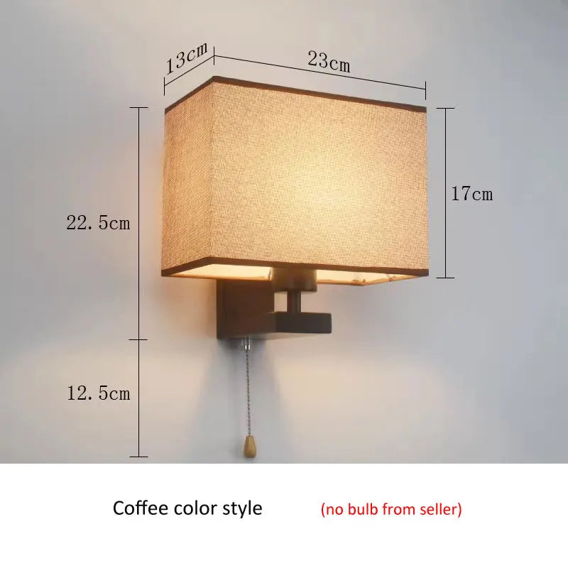 Bedroom Wall Lamp Fabric New Chinese Bedside Lamp Modern Simple Corridor Hotel Room With Cable Switch Light European Wall Sconce