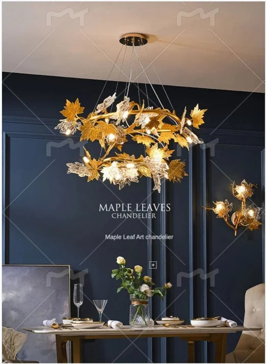 Modern Living Room Maple Leaf Crystal Chandelier Atmosphere High-end Designer Living Room Dining Room Bedroom Light