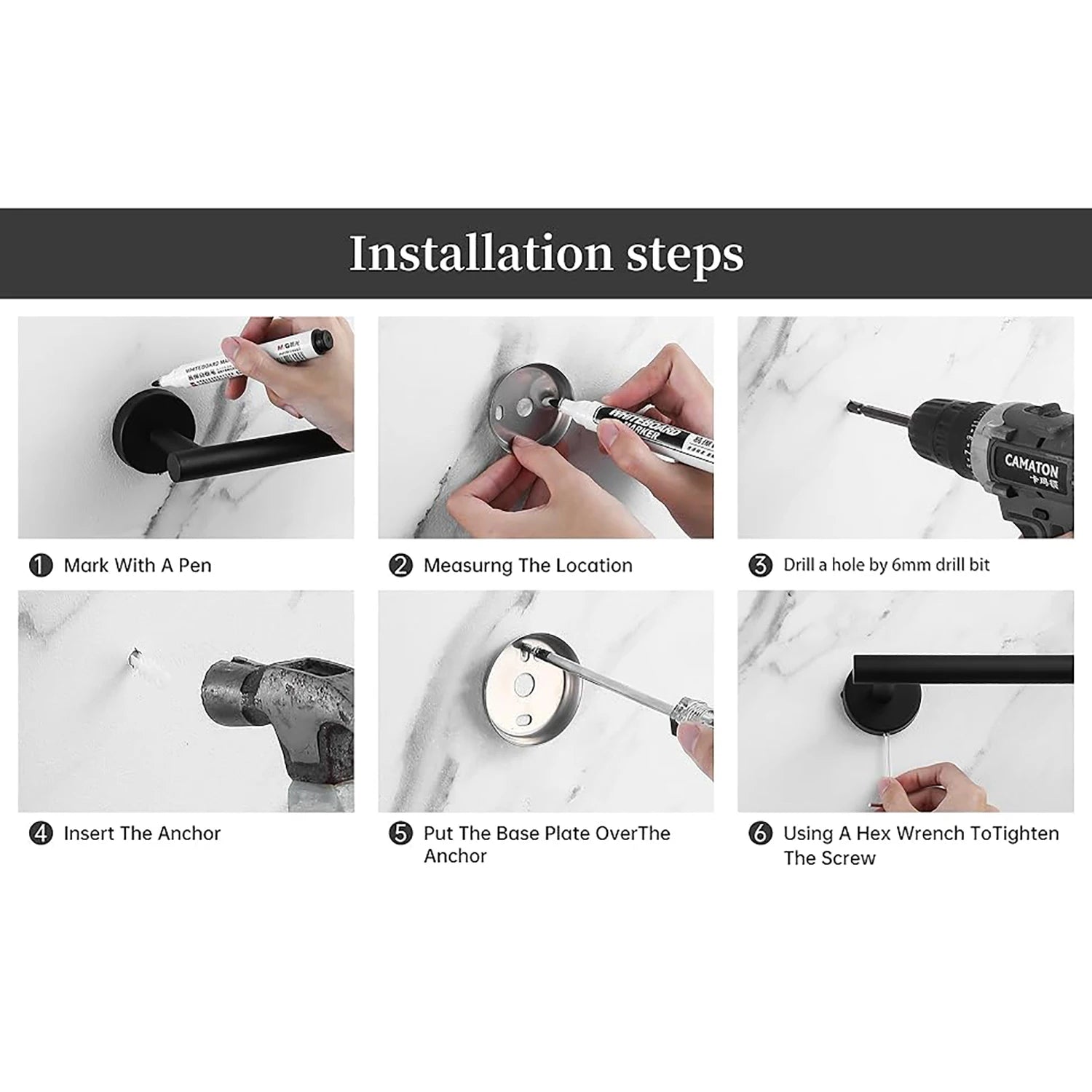 5-Piece Bathroom Hardware Set – Wall Mounted Towel Bar, Robe Hook, Shelf and Tissue Paper Holder for Bathroom Accessories