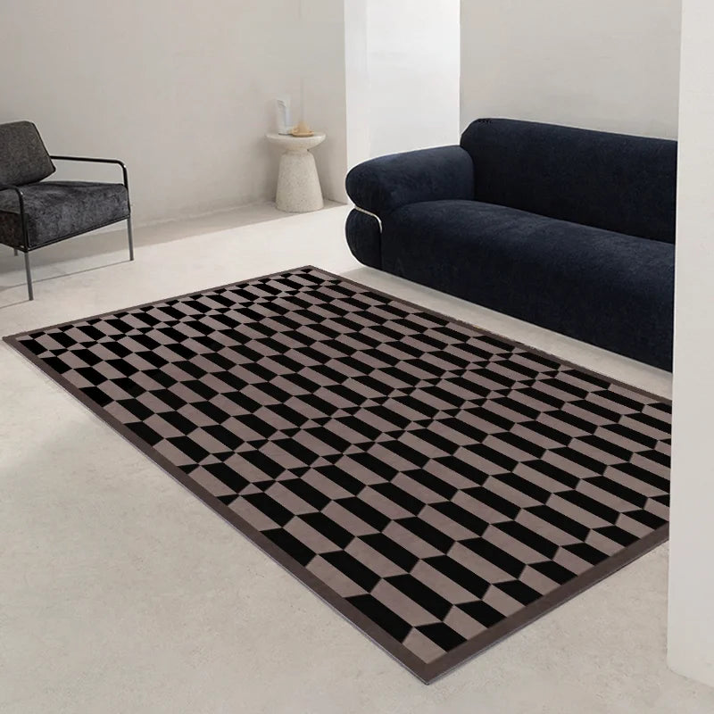 Fashion Style Carpet for Living Room Geometric Striped Decor Home Large Area Sofa Black White Rugs Bedroom Plush Non-slip Mat