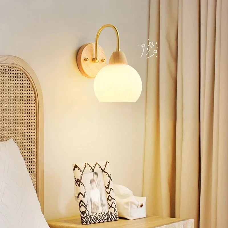 Bedroom Headboard Nordic Log Cream Wind Living Room Background Wall HomestaySuperior Sense Children's Room Wall Lamp