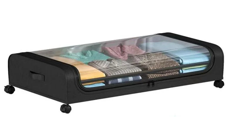 Bed Bottom Storage Box with Wheels Underbed Dust-Proof Organizer for Clothes Shoes Home Bedroom Simple Design Rolling Drawer