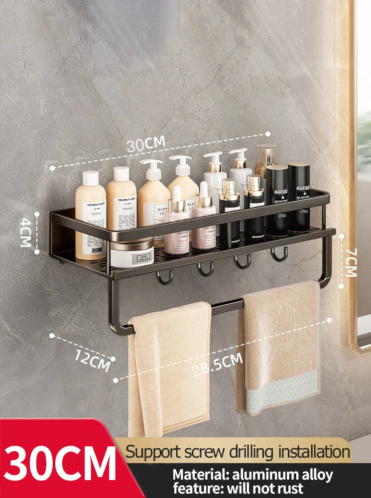 Bathroom Rack Bathroom Shelf Toilet Space Aluminum Hanging Rack Bathroom Organizer Hang on the Wall