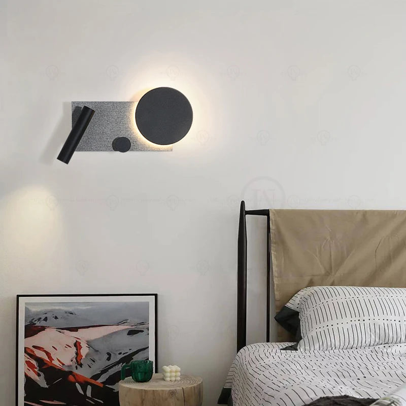 Bedroom bedside wall lamp with switch and spotlight, simple and modern Nordic creative personality, adjustable LED pendant light