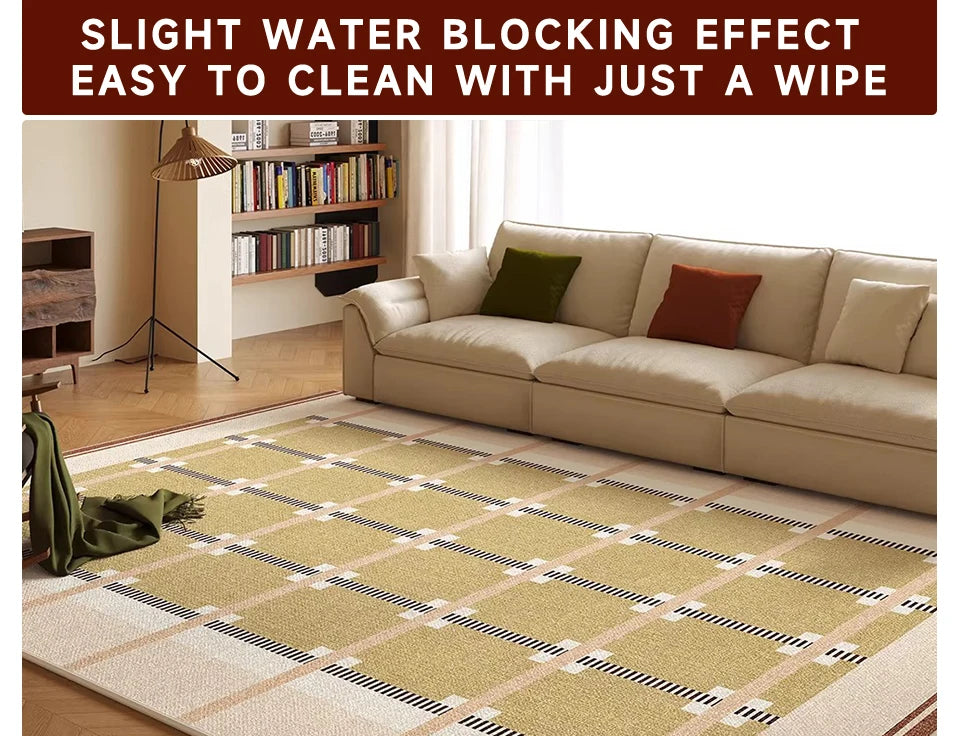 Living Room Carpet Waterproof Non-slip Stain-resistant Floor Mat Minimalist Checkered Pattern Rug Large Area Home Decor Mats