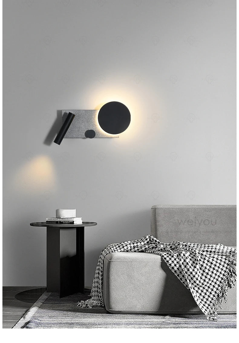Bedroom bedside wall lamp with switch and spotlight, simple and modern Nordic creative personality, adjustable LED pendant light