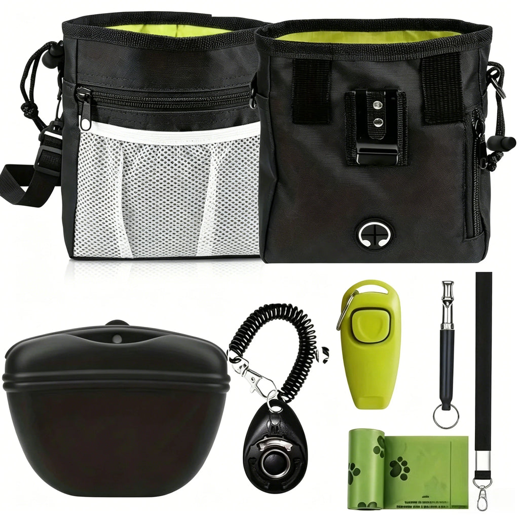 Dog Training Kit: Treat Pouch, Clicker, Silent Whistle, 2-in-1 Tool, Training Guide, Poop Bags