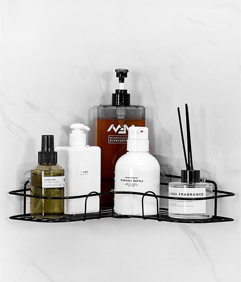 Bathroom Corner Storage Shelves Wall Mounted Rack Shampoo Holder Iron Shower Drain Basket Punch-Free Organizer Bath Accessories