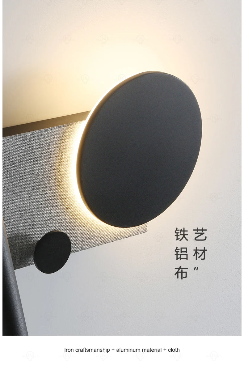 Bedroom bedside wall lamp with switch and spotlight, simple and modern Nordic creative personality, adjustable LED pendant light