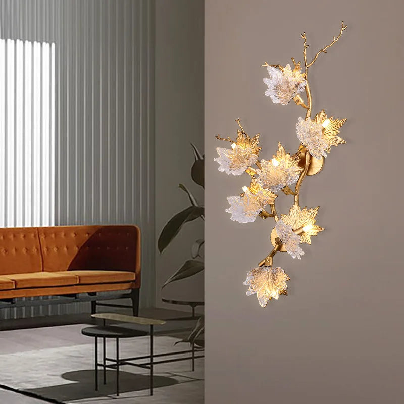 Modern Living Room Maple Leaf Crystal Chandelier Atmosphere High-end Designer Living Room Dining Room Bedroom Light