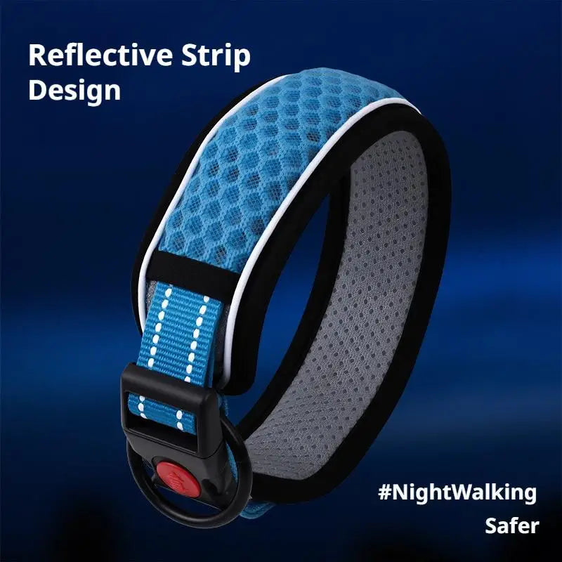Dog Collar, Adjustable Soft Pet Collar with Escape-Proof Locking Buckle, Breathable Honeycomb Net Design for Small Large Dogs