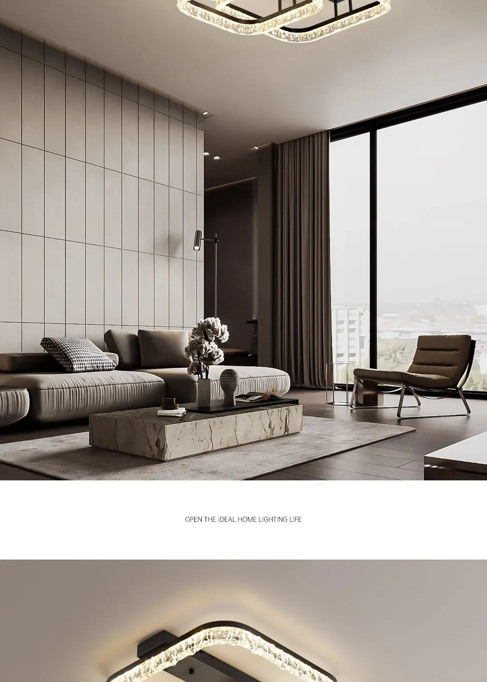 Living Room Main Light Modern Simple Atmosphere Full Spectrum New Light Luxury High-end Ice Pattern Eye Protection Ceiling Lamp