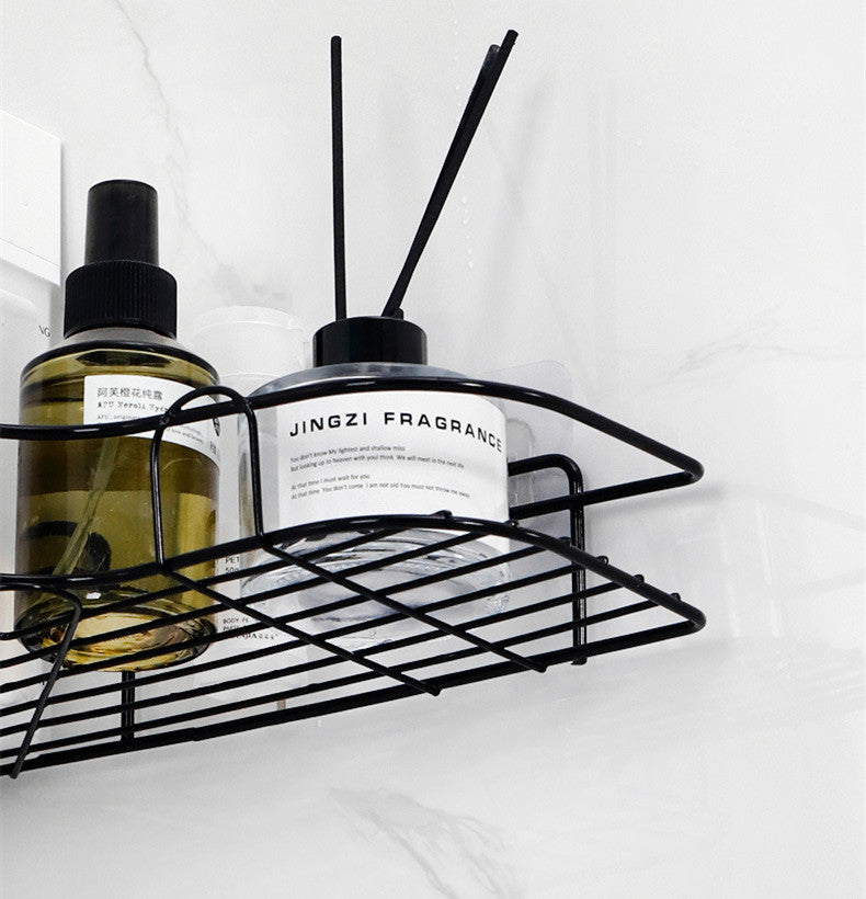 Bathroom Corner Storage Shelves Wall Mounted Rack Shampoo Holder Iron Shower Drain Basket Punch-Free Organizer Bath Accessories