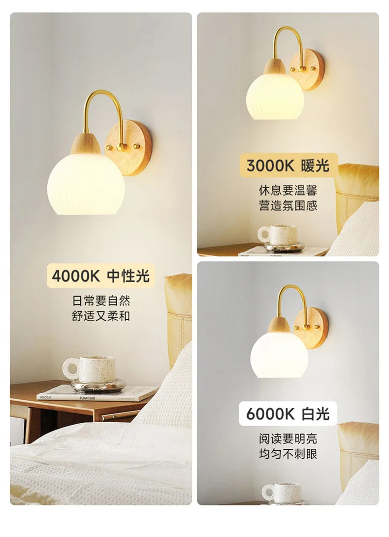 Bedroom Headboard Nordic Log Cream Wind Living Room Background Wall HomestaySuperior Sense Children's Room Wall Lamp