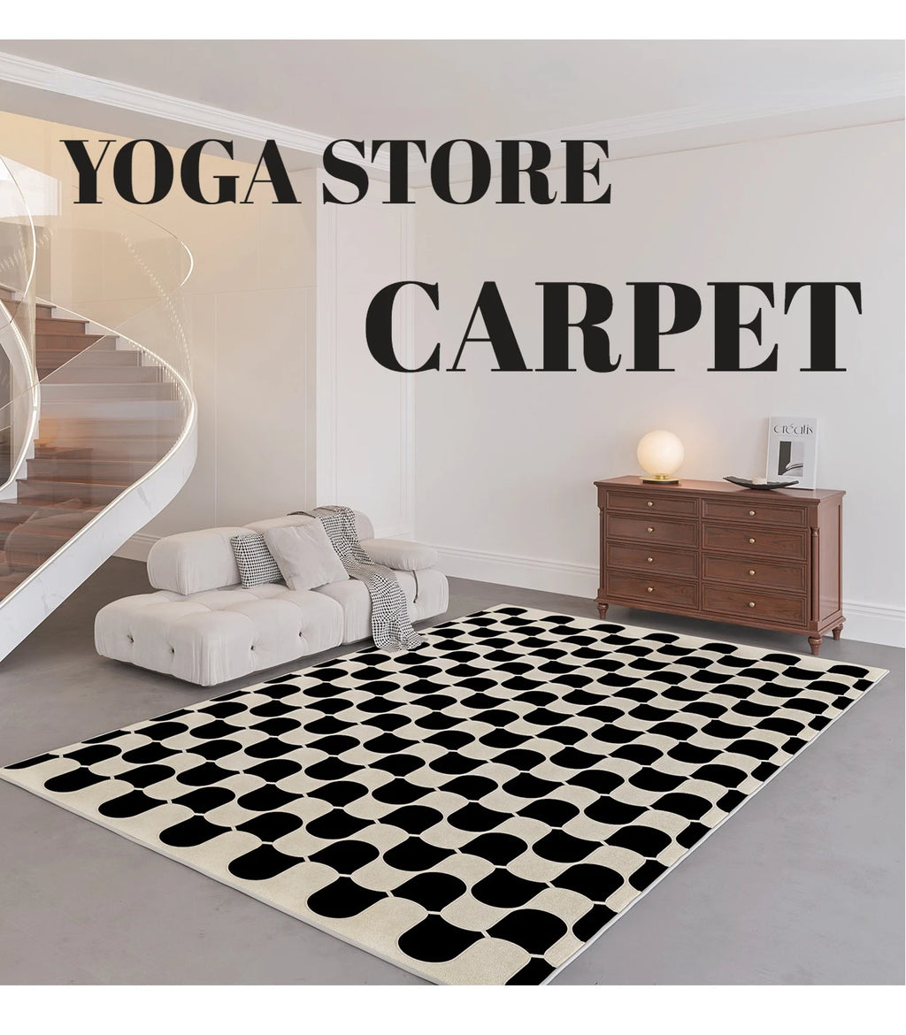 Fashion Style Carpet for Living Room Geometric Striped Decor Home Large Area Sofa Black White Rugs Bedroom Plush Non-slip Mat