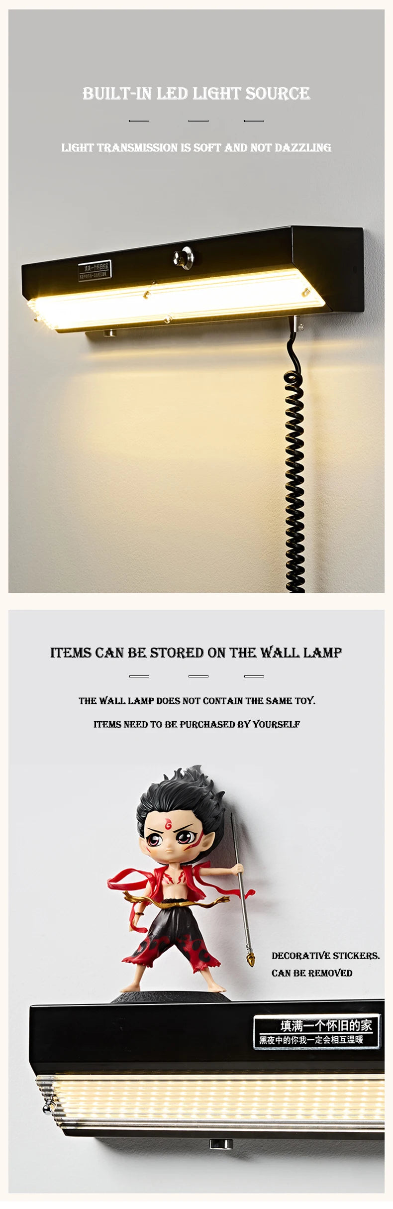 Bedroom Bedside Wall Lamps Children's Room Long Strip Lamp Retro Industrial Style Home Decor Living Room Mirror Front Wall Light