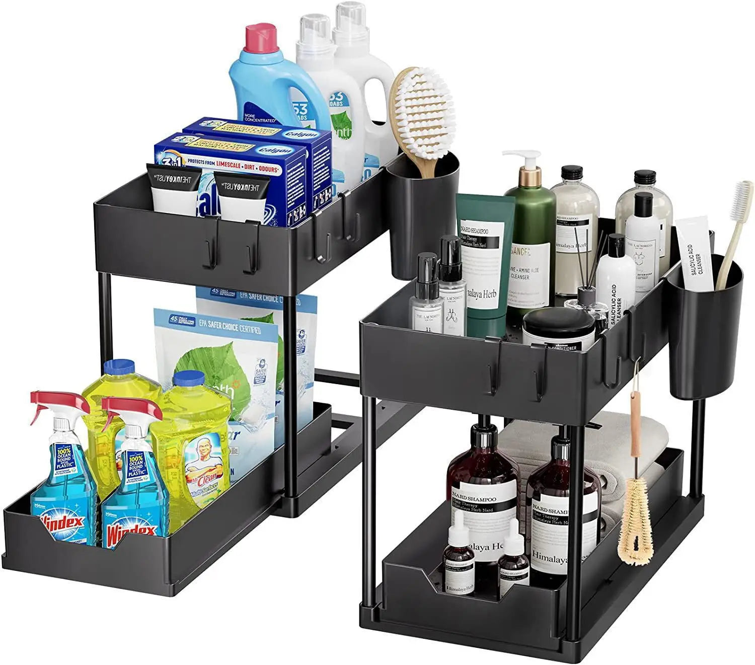 Kitchen countertop seasoning storage rack, double-layer pull-out removable storage rack under the sink