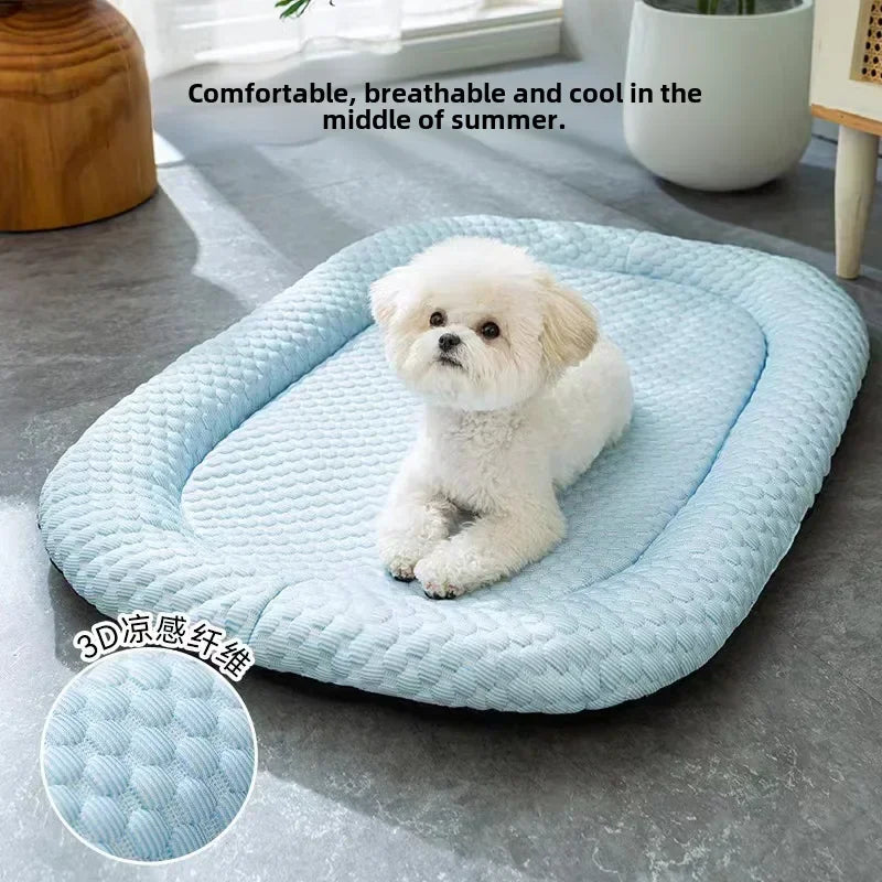 Dog Cooling Bed Mat Big Eyed Monster Cartoon Breathable Soft Ice Silk Sleeping Pad for Cat Moistureproof Cushion Matress Nonslip