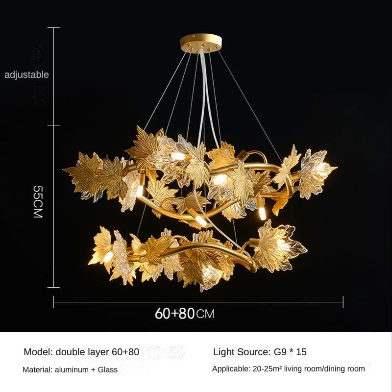 Modern Living Room Maple Leaf Crystal Chandelier Atmosphere High-end Designer Living Room Dining Room Bedroom Light