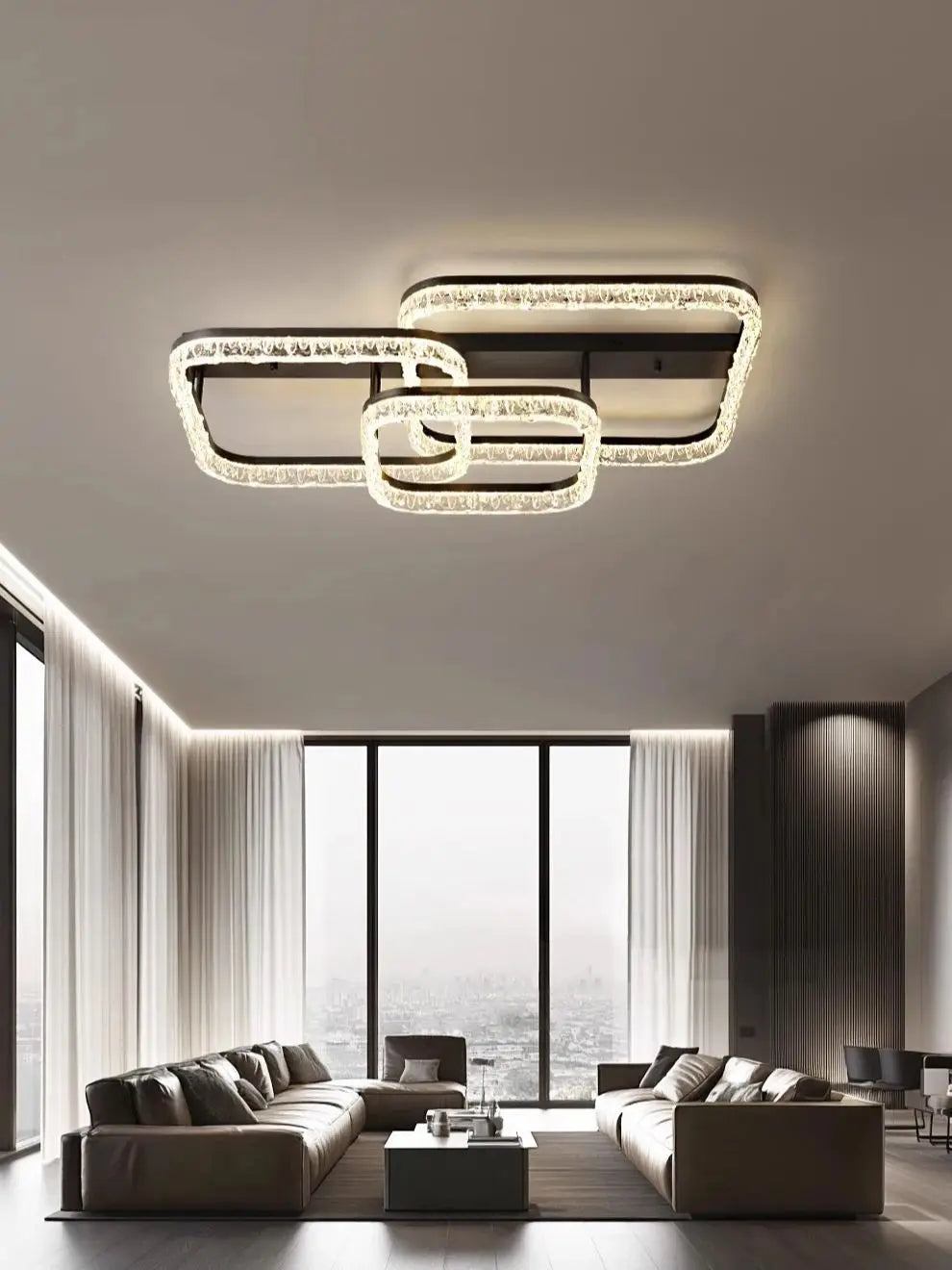 Living Room Main Light Modern Simple Atmosphere Full Spectrum New Light Luxury High-end Ice Pattern Eye Protection Ceiling Lamp
