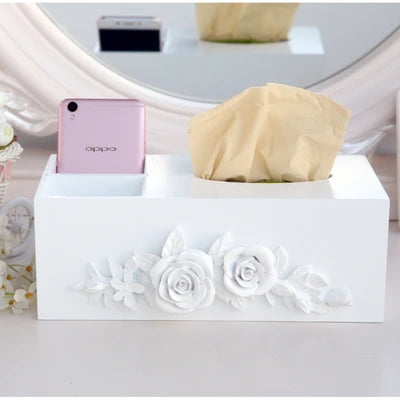 Living Room Multifunctional Wooden Tissue Storage Box,Household Tea Table, Remote Control Rack