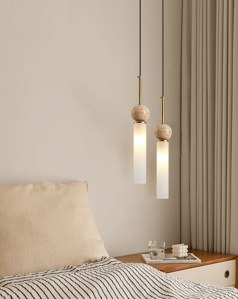 Nordic Modern Home Living Room LED Chandelier Bar Counter Bedroom Homestay Balcony Simple Yellow Cave Stone Chandelier
