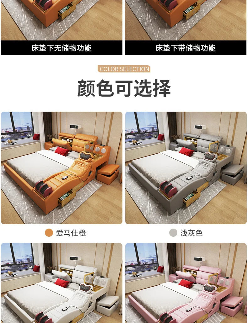 Master Girl Bedroom Double Bed Unique Queen Size Smart Multifunctional Double Bed Salon Modern Cama Matrimonial Room Furniture