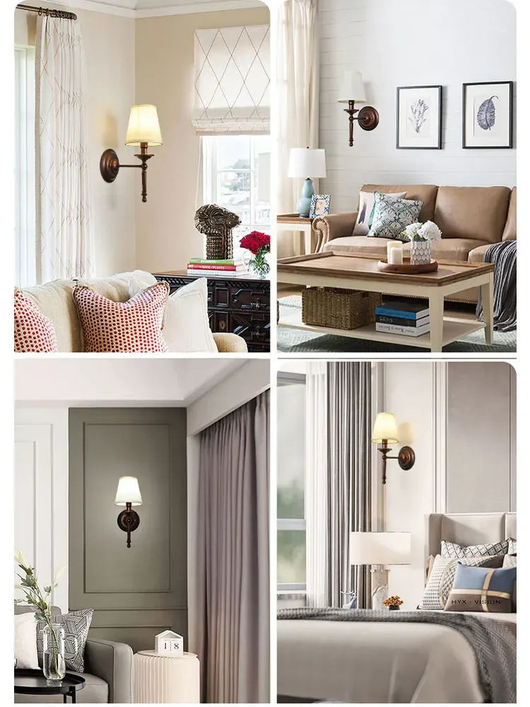 Retro Bedroom Bedside Wall Lamp Modern Simple European Style Hotel Living Room Study Corridor Wall Light Mirror Headlight