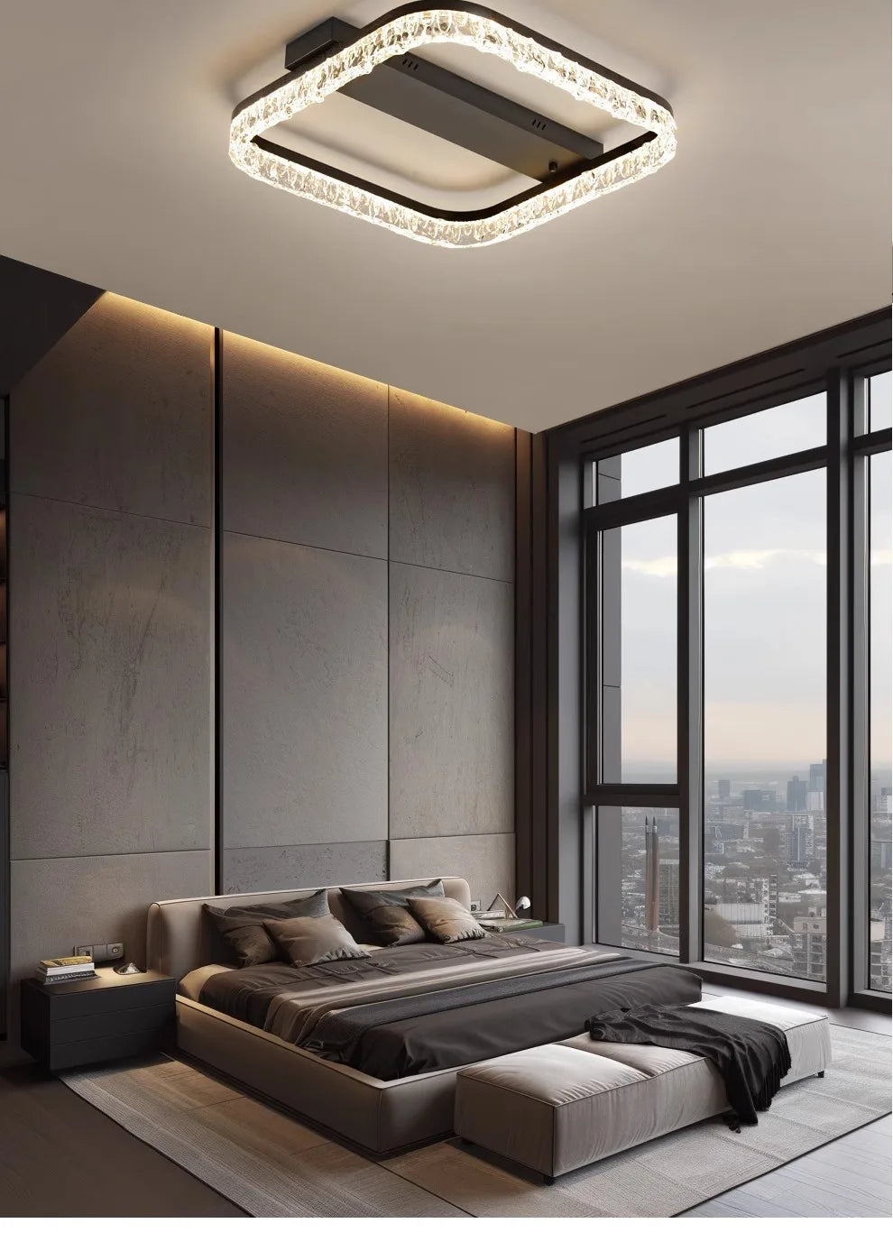 Living Room Main Light Modern Simple Atmosphere Full Spectrum New Light Luxury High-end Ice Pattern Eye Protection Ceiling Lamp