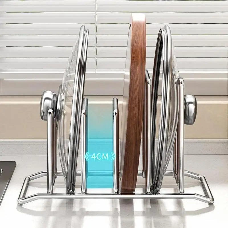 Kitchen Storage Solution Rustproof Pot Lid Rack Stainless Steel Rack Home Multifunctional Chopping Board Organizer