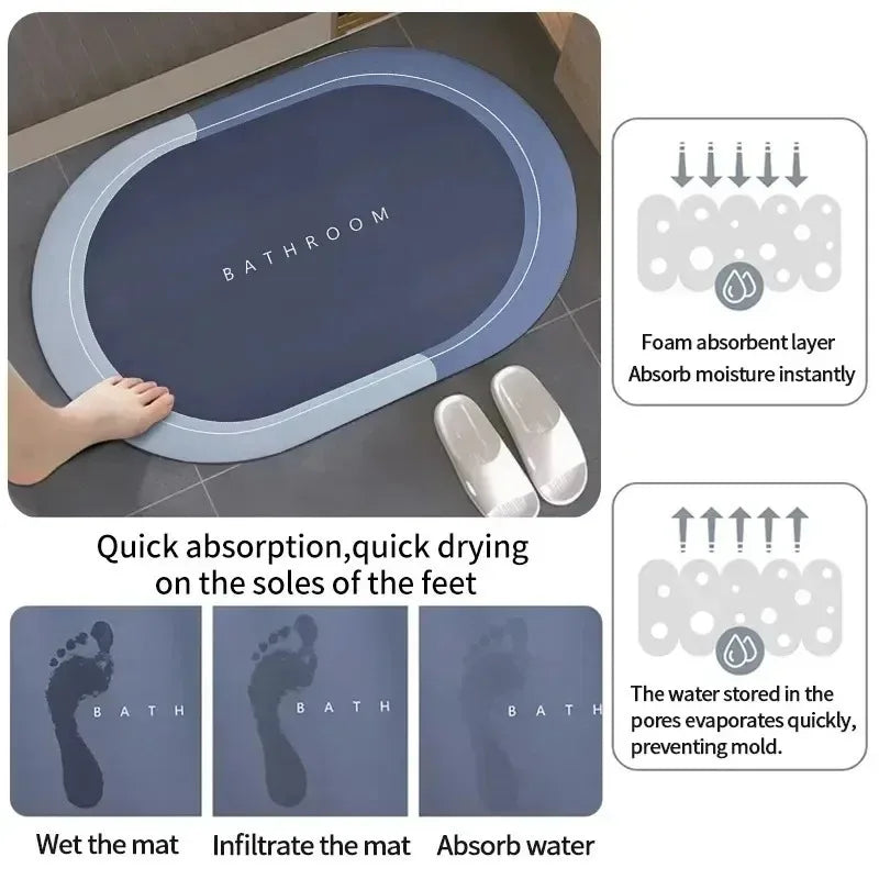 Bathroom Mat Decor Rug, Non-Slip, Quick-Drying, Stain-Resistant Bathroom Mat - Easy-Care Shower Mat for Bathroom Floors Mat