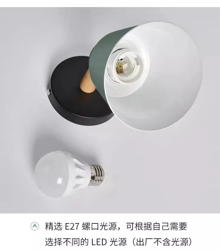 Nordic solid wood bedroom wall lamp modern minimalist Macaron LED wall lamp creative living room corridor bedside wall lamp