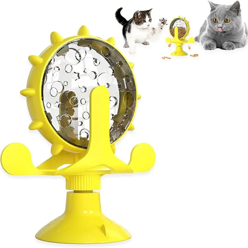 Cat Dog Treat Dispenser Toy - Cat Interactive Feeder Pet Food Toys Feeder 360° Degree Rotating Food Leakage Device Rotate