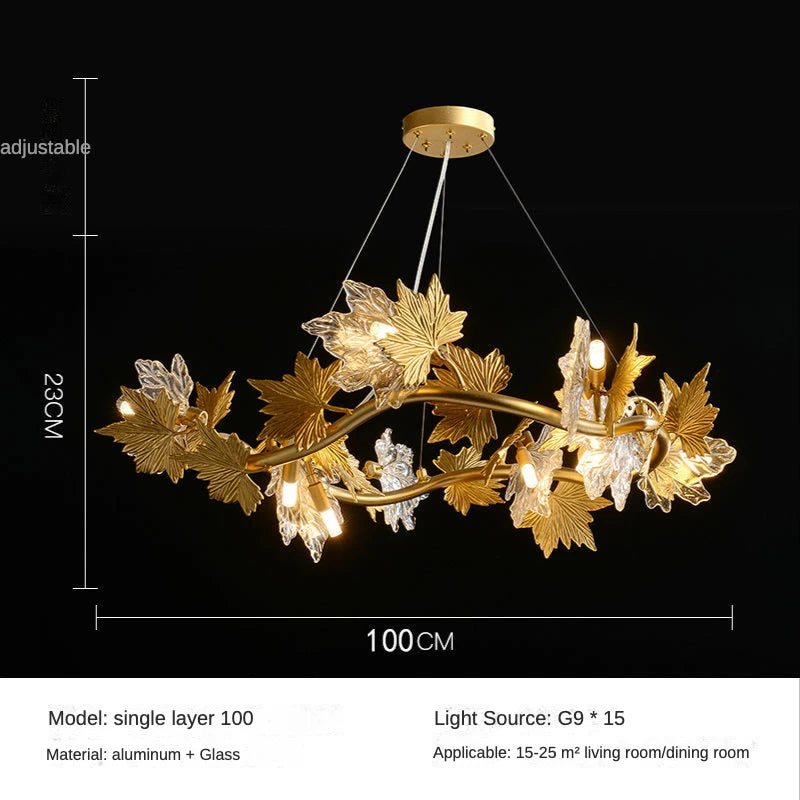 Modern Living Room Maple Leaf Crystal Chandelier Atmosphere High-end Designer Living Room Dining Room Bedroom Light
