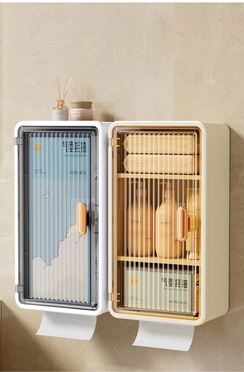 Bathroom Shelf Wall Mounted Waterproof Tissue Box Multifunctional Storage Rack for Toiletries Storage Box Shampoo Organizer