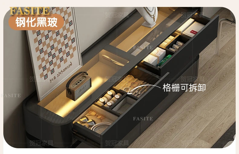 Bedroom integrated very narrow flip retractable storage cream wind French bedside cabinet